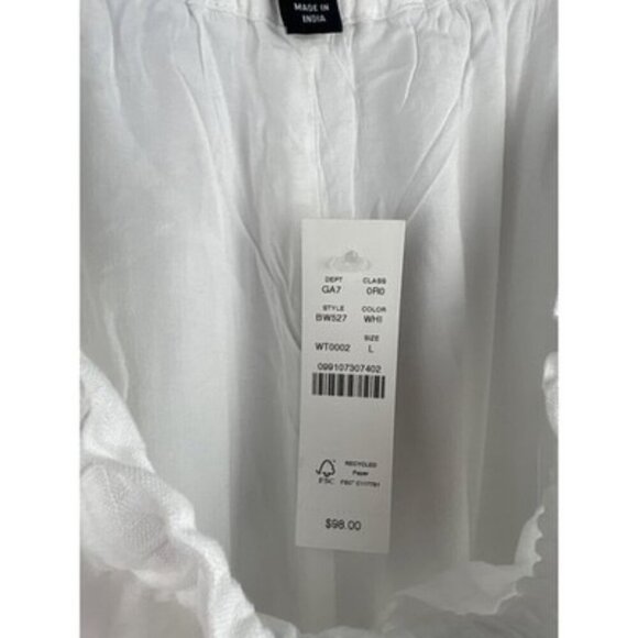 J.Crew Womens White Linen Pants Elastic Waist L - Picture 4 of 6